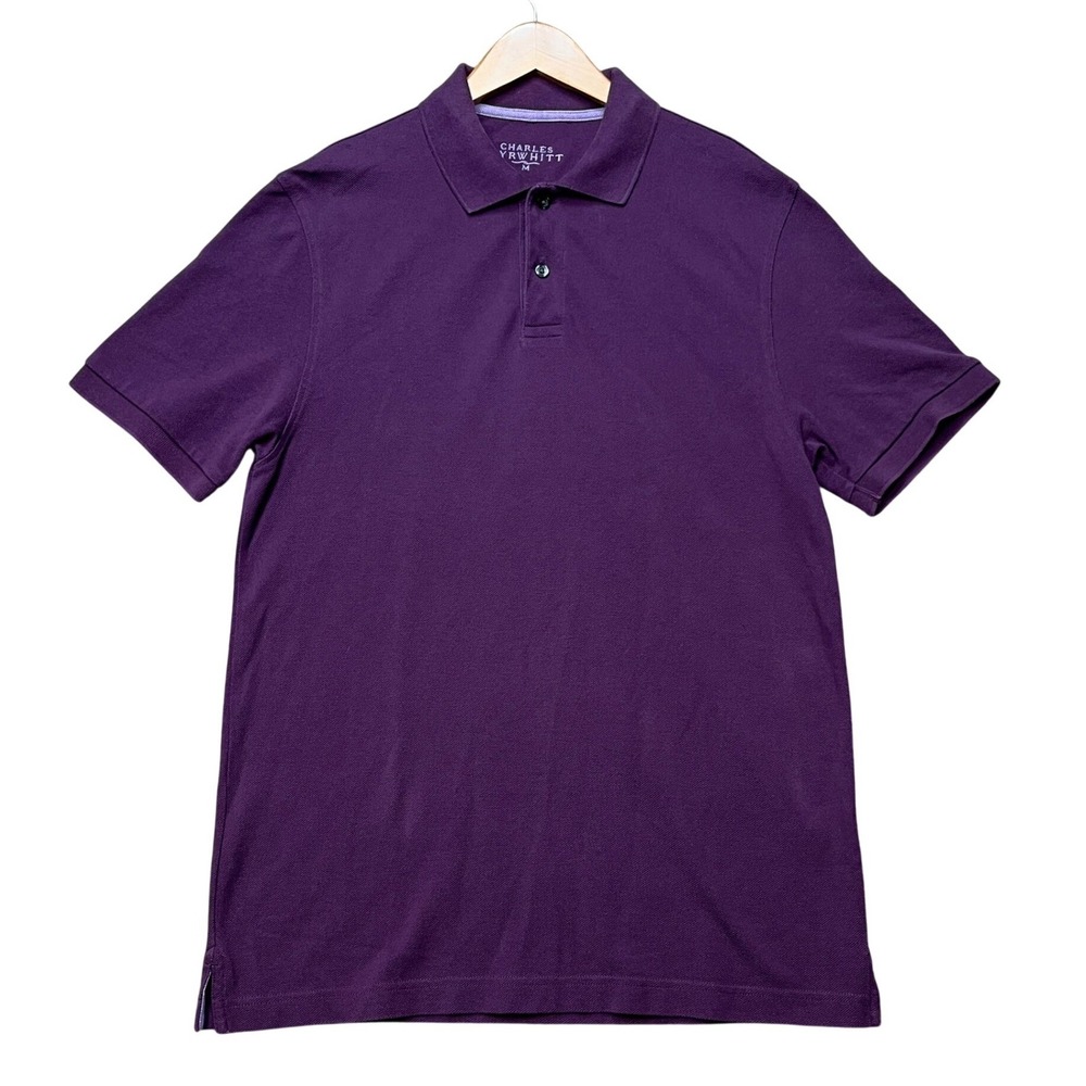 Charles Tyrwhitt Polo Shirt Mens Medium Purple Short Sleeve Classic Fit EUC